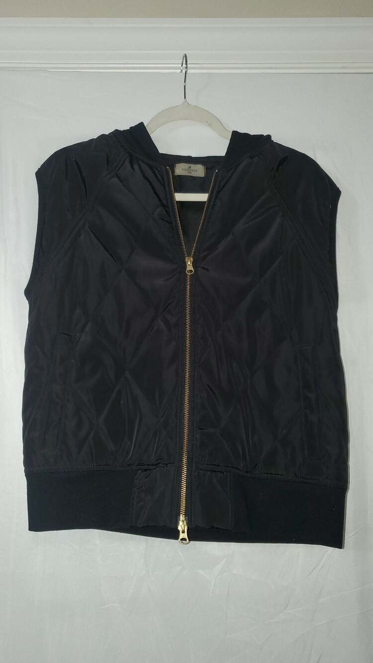 Sundays Two Black Quilted Hooded Vest